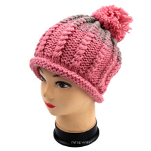 Hand Knit Rolled Edge Bucket Winter Hat Cap Women Girls